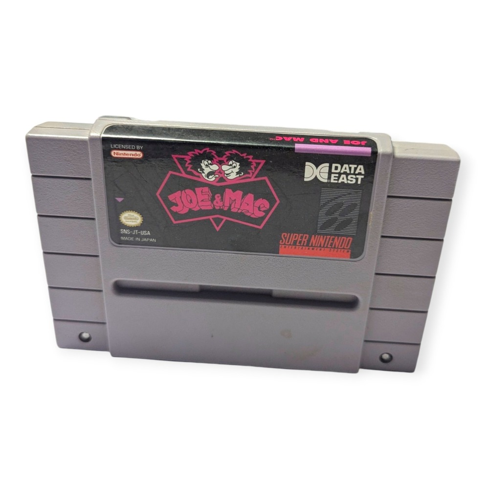 Joe & Mac Super Nintendo SNES Game Cartridge 1991 Data East SNS-JT-USA